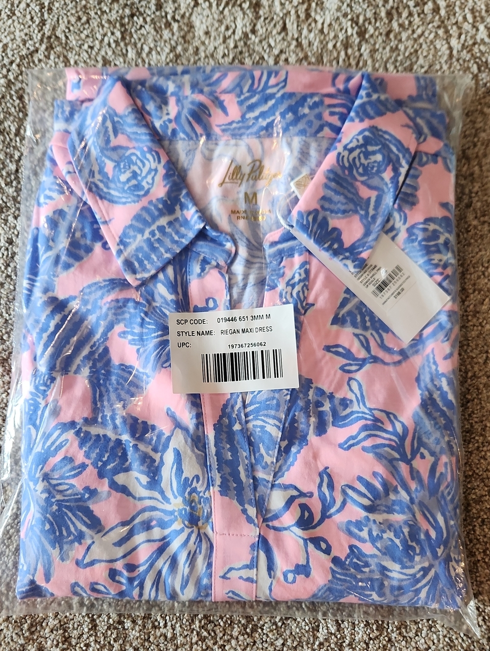 Lilly Pulitzer Pink and Blue Riegan Maxi Floral Dress - Picture 1 of 5